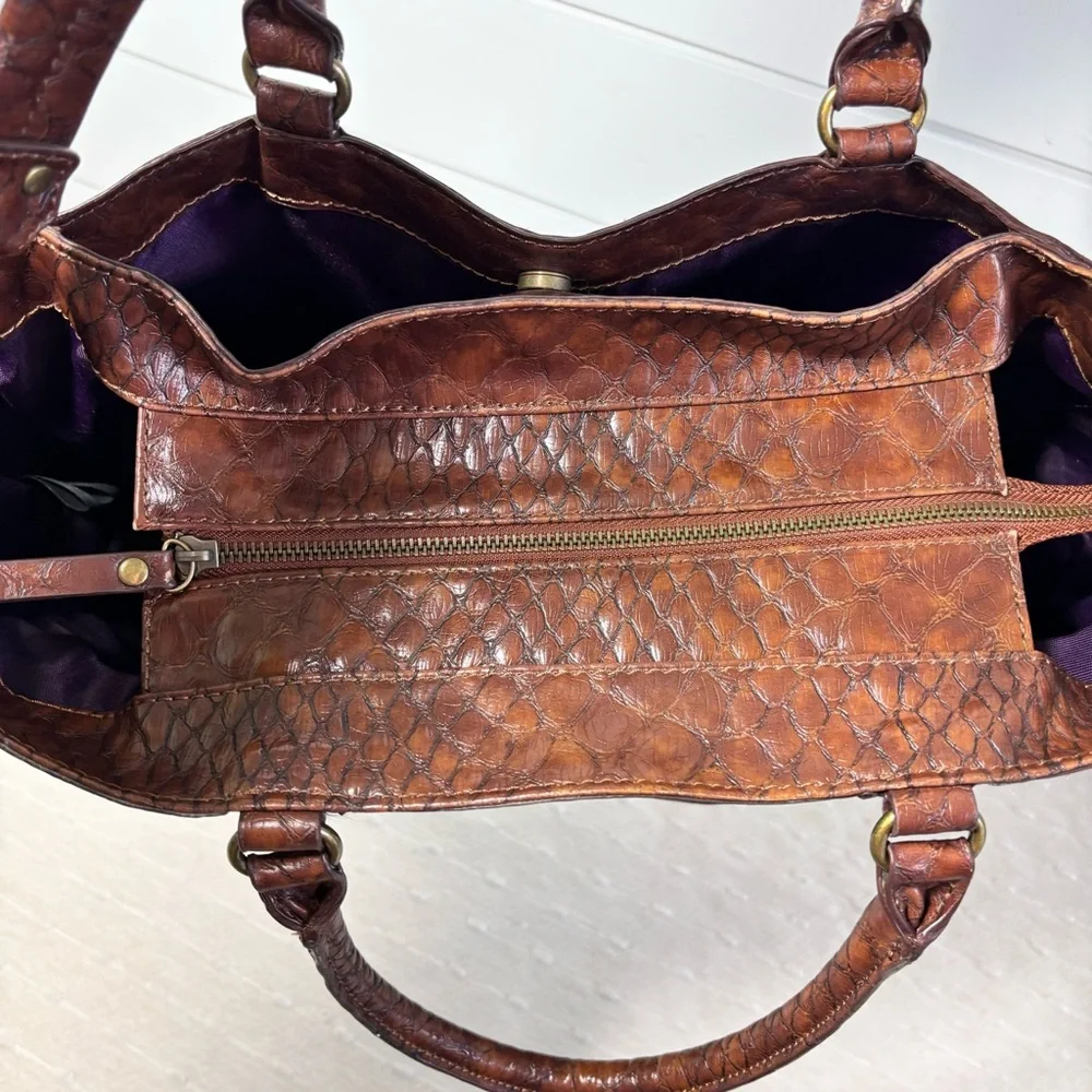 Jessica Simpson Vintage Leather Retro Y2K Brown & Purple Bag, Shoulder Bag - Picture 12 of 16